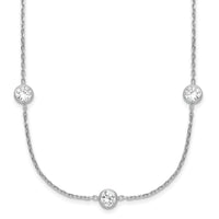 Sterling Silver Rhodium-plated 11-Station CZ Polished Necklace