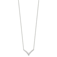 Sterling Silver Fancy-V Bar CZ  Necklace