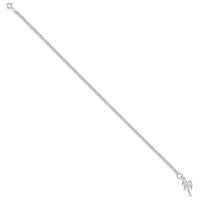 Sterling Silver 10inch Solid Polished Palm Tree Anklet