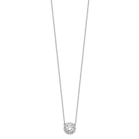 Sterling Silver Rhodium-plated CZ w/2in ext. Fancy Necklace