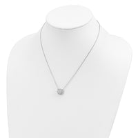 Sterling Silver Rhodium-plated CZ w/2in ext. Fancy Necklace