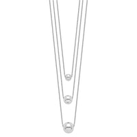 Sterling Silver Rhodium-plated 3-Strand w/2in ext. Polished Necklace