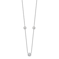 Sterling Silver Rhodium-plated 3 Station CZ Necklace