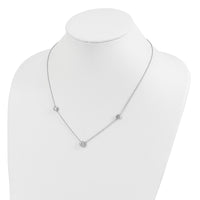 Sterling Silver Rhodium-plated 3 Station CZ Necklace