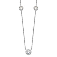 Sterling Silver Rhodium-plated 3 Station CZ Necklace