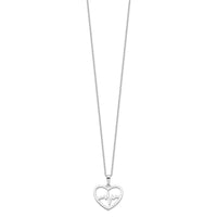 Sterling Silver Rhodium-plated Heartbeat in Heart 16in w/2in Ext Necklace