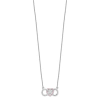 Sterling Silver Rhodium-plated w/CZ Heart w/Infinity Symbol Necklace