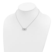 Sterling Silver Rhodium-plated w/CZ Heart w/Infinity Symbol Necklace