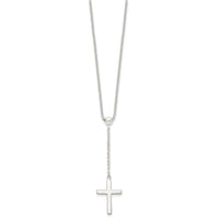 Sterling Silver Polished Cross Adjusts up to 23.5 inch Necklace