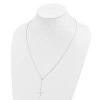 Sterling Silver Polished Cross Adjusts up to 23.5 inch Necklace