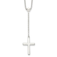 Sterling Silver Polished Cross Adjusts up to 23.5 inch Necklace