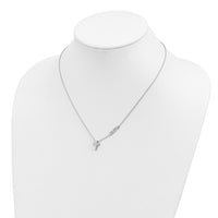 Sterling Silver Rhodium-plated FAITH w/Cross Necklace