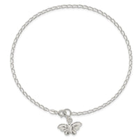Sterling Silver 10inch Solid Polished Butterfly Anklet