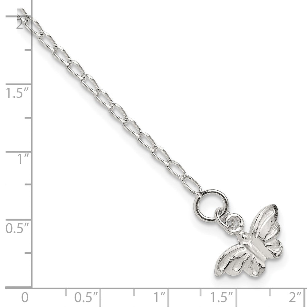 Sterling Silver 10inch Solid Polished Butterfly Anklet