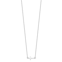 Sterling Silver Rhodium-plated w/ 2in ext. Sideways Cross Necklace