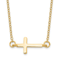Sterling Silver Gold-plated w/ 2in ext. Sideways Cross Necklace