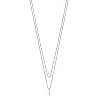 Sterling Silver Rhodium-plated CZ  2-Strand Necklace