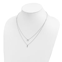 Sterling Silver Rhodium-plated CZ  2-Strand Necklace