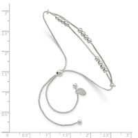 Sterling Silver Polished Beaded 2-Strand Adjustable Bracelet