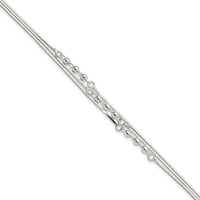 Sterling Silver Polished 3-Strand 7.5in Bracelet