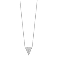 Sterling Silver Rhodium-plated CZ Triangle Dangle Necklace