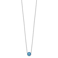 Sterling Silver Rhodium-plated Synthetic Blue Opal 18in Necklace
