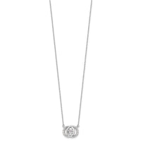 Sterling Silver Platinum-plate CZ w/two 1in ext. Necklace