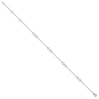 Sterling Silver Rhodium-plated Infinity 10in Plus 2in ext Anklet