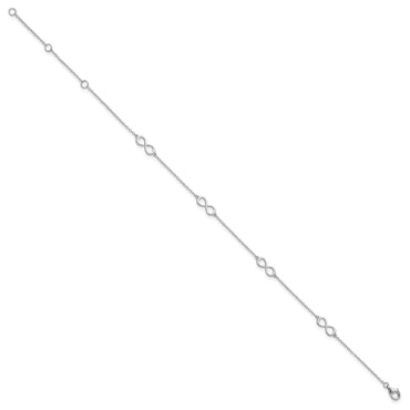 Sterling Silver Rhodium-plated Infinity 9in Plus 2in ext Anklet