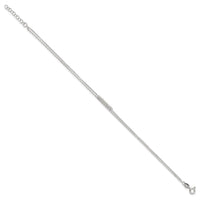 Sterling Silver 2-Strand Beaded 9in Plus 1in ext. Anklet