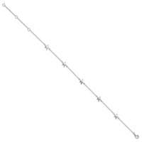 Sterling Silver Rhodium-plated Starfish 9in Plus 2in ext Anklet