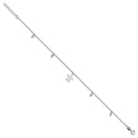 Sterling Silver Turtle Dangle Beads 9in Plus 1in Ext. Anklet