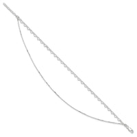 Sterling Silver Polished Double Strand Hearts 9in Plus 1in ext Anklet