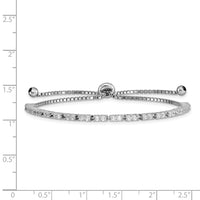 Sterling Silver Rhodium-plated April CZ Adjustable Bracelet