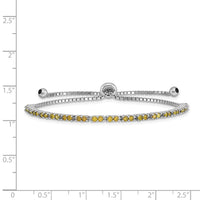 Sterling Silver Rhodium-plated August Light Green CZ Adjustable Bracelet