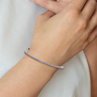 Sterling Silver Rhodium-plated February Purple CZ Adjustable Bracelet