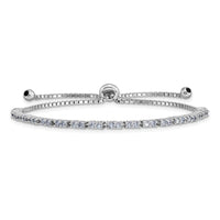 Sterling Silver Rhod-plated June Light Purple CZ Adjustable Bracelet