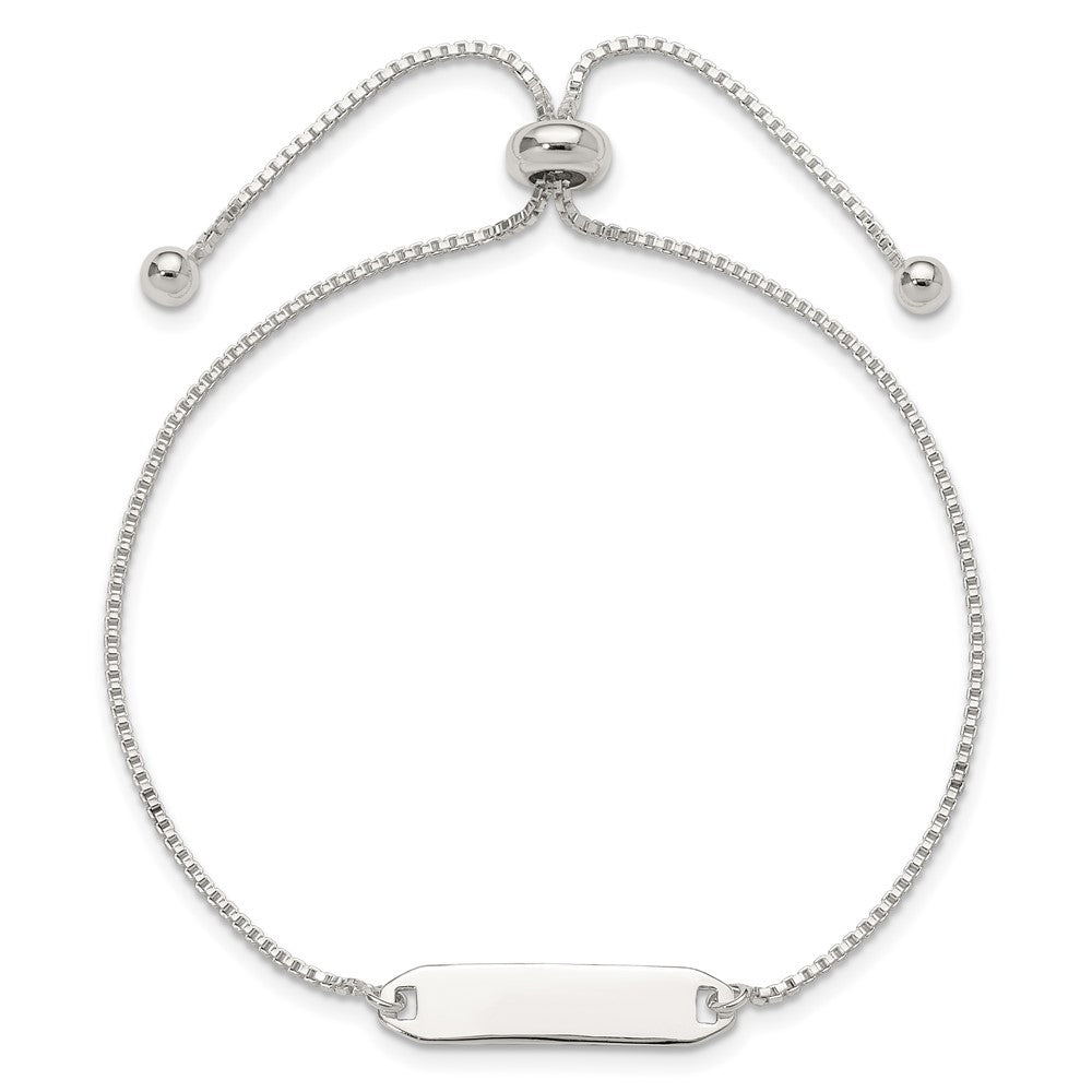 Sterling Silver Polished ID Bar Adjustable Bracelet