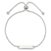 Sterling Silver Polished ID Bar Adjustable Bracelet