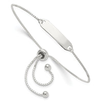 Sterling Silver Polished ID Bar Adjustable Bracelet