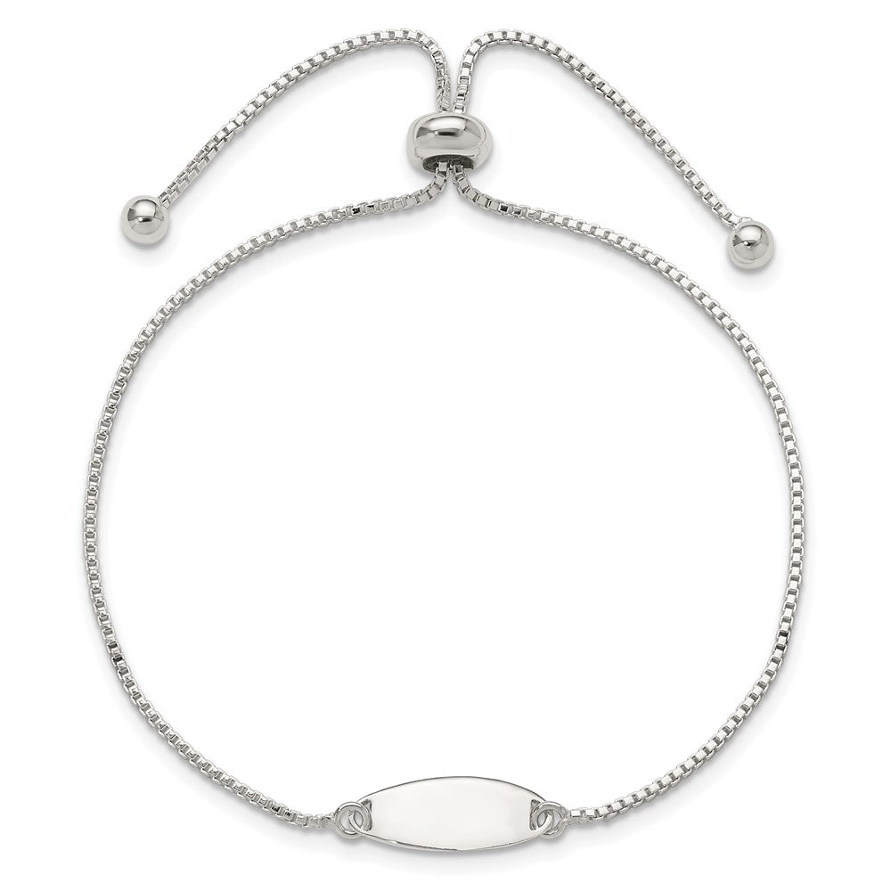Sterling Silver Polished ID Oval Adjustable Bracelet