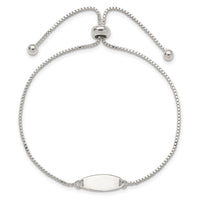 Sterling Silver Polished ID Oval Adjustable Bracelet