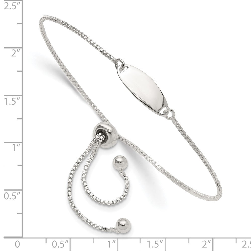 Sterling Silver Polished ID Oval Adjustable Bracelet