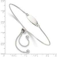 Sterling Silver Polished ID Oval Adjustable Bracelet