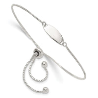 Sterling Silver Polished ID Oval Adjustable Bracelet