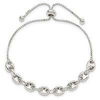 Sterling Silver Polished Link Adjustable Bracelet