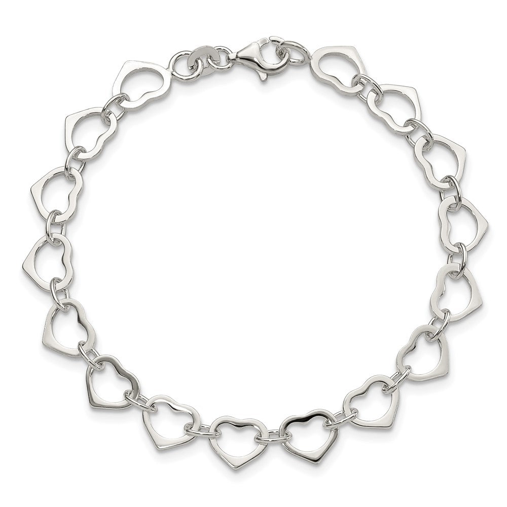 Sterling Silver Polished Heart Bracelet