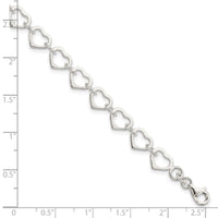 Sterling Silver Polished Heart Bracelet