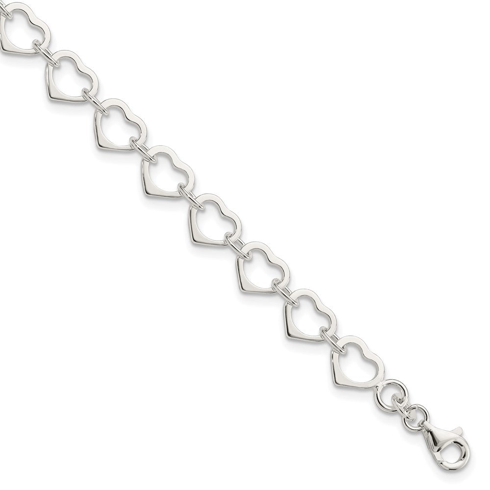 Sterling Silver Polished Heart Bracelet