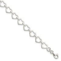 Sterling Silver Polished Heart Bracelet